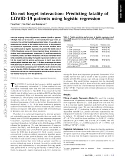 Do not forget interaction: Predicting fatality of COVID-19 patients
  using logistic regression