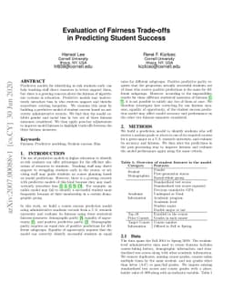 Evaluation of Fairness Trade-offs in Predicting Student Success