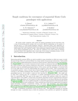 Simple conditions for convergence of sequential Monte Carlo genealogies
  with applications