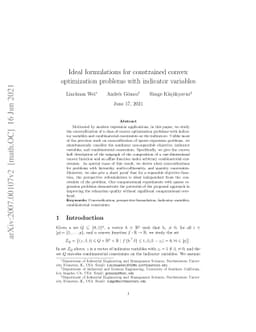 Ideal formulations for constrained convex optimization problems with
  indicator variables