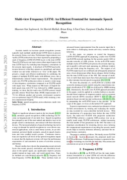Multi-view Frequency LSTM: An Efficient Frontend for Automatic Speech
  Recognition