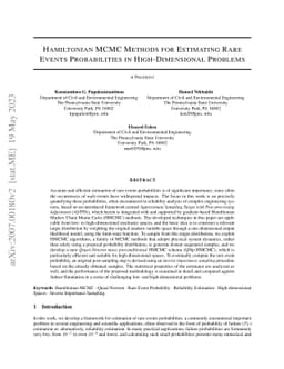 Hamiltonian MCMC methods for estimating rare events probabilities in
  high-dimensional problems