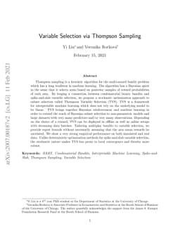 Variable Selection via Thompson Sampling