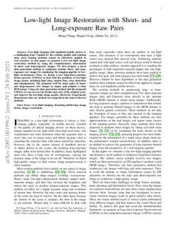 Low-light Image Restoration with Short- and Long-exposure Raw Pairs