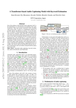 A Transformer-based Audio Captioning Model with Keyword Estimation