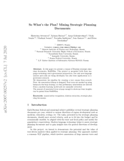 So What's the Plan? Mining Strategic Planning Documents