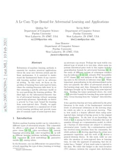A Le Cam Type Bound for Adversarial Learning and Applications