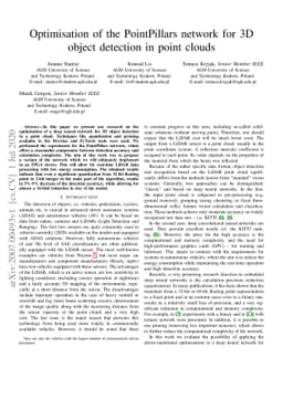 Optimisation of the PointPillars network for 3D object detection in
  point clouds