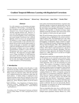 Gradient Temporal-Difference Learning with Regularized Corrections
