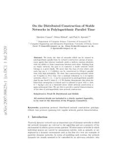 On the Distributed Construction of Stable Networks in Polylogarithmic
  Parallel Time