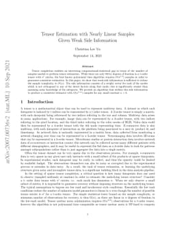 Tensor Estimation with Nearly Linear Samples Given Weak Side Information