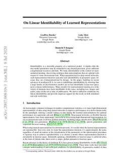 On Linear Identifiability of Learned Representations