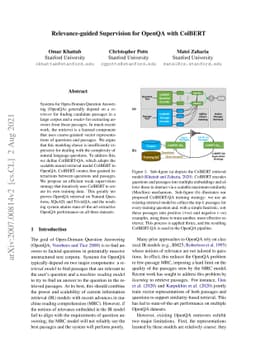 Relevance-guided Supervision for OpenQA with ColBERT