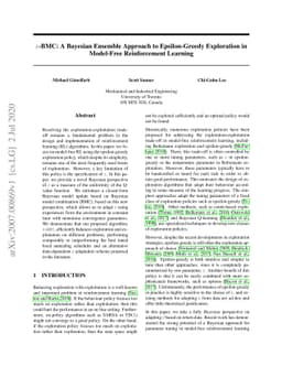 ε-BMC: A Bayesian Ensemble Approach to Epsilon-Greedy
  Exploration in Model-Free Reinforcement Learning