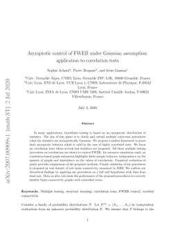 Asymptotic control of FWER under Gaussian assumption: application to
  correlation tests