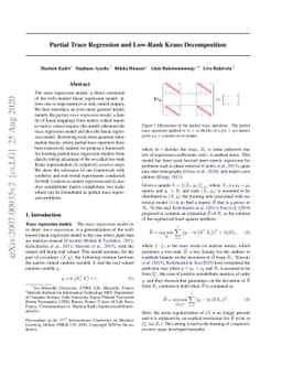 Partial Trace Regression and Low-Rank Kraus Decomposition