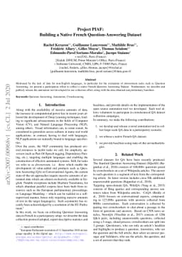 Project PIAF: Building a Native French Question-Answering Dataset