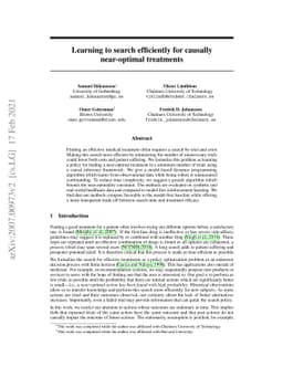 Learning to search efficiently for causally near-optimal treatments