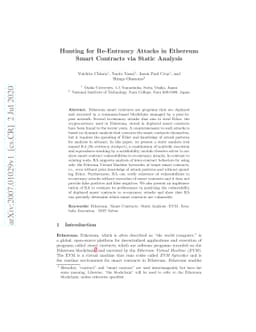 Hunting for Re-Entrancy Attacks in Ethereum Smart Contracts via Static
  Analysis