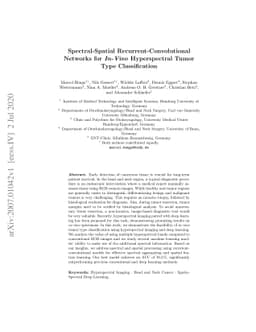 Spectral-Spatial Recurrent-Convolutional Networks for In-Vivo
  Hyperspectral Tumor Type Classification