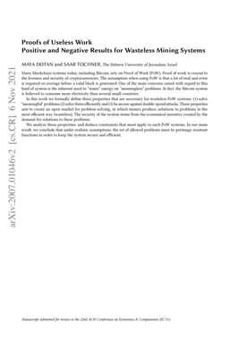 Proofs of Useless Work -- Positive and Negative Results for Wasteless
  Mining Systems