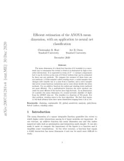 Efficient estimation of the ANOVA mean dimension, with an application to
  neural net classification