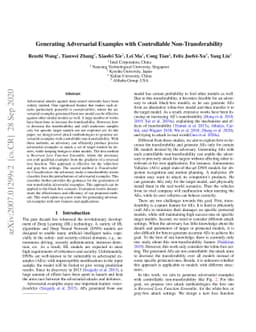 Generating Adversarial Examples with Controllable Non-transferability