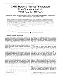 DATE: Defense Against TEmperature Side-Channel Attacks in DVFS Enabled
  MPSoCs