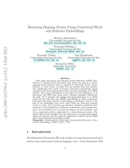 Detecting Ongoing Events Using Contextual Word and Sentence Embeddings