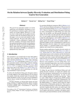 On the Relation between Quality-Diversity Evaluation and
  Distribution-Fitting Goal in Text Generation