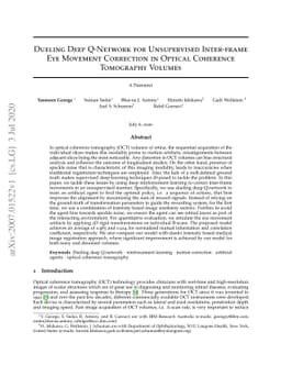 Dueling Deep Q-Network for Unsupervised Inter-frame Eye Movement
  Correction in Optical Coherence Tomography Volumes