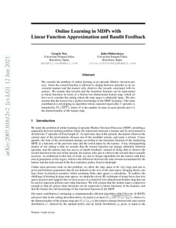 Online learning in MDPs with linear function approximation and bandit
  feedback