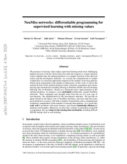 NeuMiss networks: differentiable programming for supervised learning
  with missing values