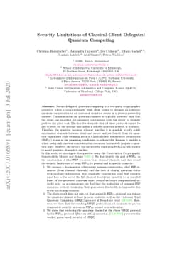Security Limitations of Classical-Client Delegated Quantum Computing