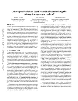 Online publication of court records: circumventing the
  privacy-transparency trade-off