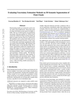 Evaluating Uncertainty Estimation Methods on 3D Semantic Segmentation of
  Point Clouds