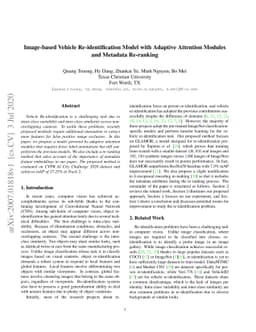 Image-based Vehicle Re-identification Model with Adaptive Attention
  Modules and Metadata Re-ranking