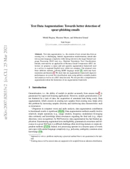 Text Data Augmentation: Towards better detection of spear-phishing
  emails