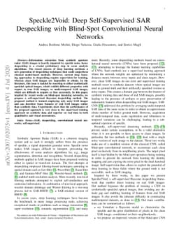Speckle2Void: Deep Self-Supervised SAR Despeckling with Blind-Spot
  Convolutional Neural Networks