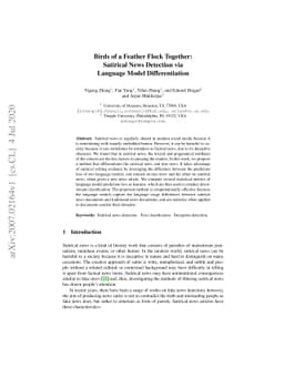 Birds of a Feather Flock Together: Satirical News Detection via Language
  Model Differentiation
