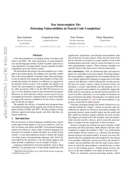 You Autocomplete Me: Poisoning Vulnerabilities in Neural Code Completion