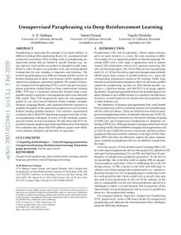 Unsupervised Paraphrasing via Deep Reinforcement Learning