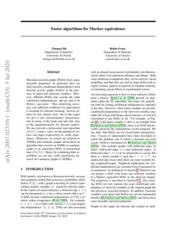 Faster algorithms for Markov equivalence