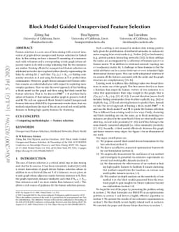 Block Model Guided Unsupervised Feature Selection