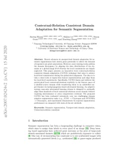 Contextual-Relation Consistent Domain Adaptation for Semantic
  Segmentation