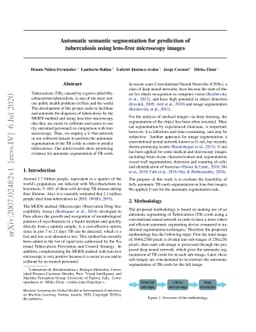 Automatic semantic segmentation for prediction of tuberculosis using
  lens-free microscopy images