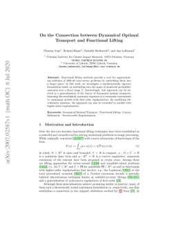 On the Connection between Dynamical Optimal Transport and Functional
  Lifting