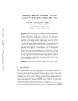 Learning a Domain Classifier Bank for Unsupervised Adaptive Object
  Detection