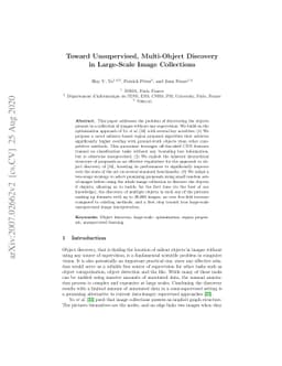 Toward unsupervised, multi-object discovery in large-scale image
  collections