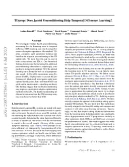 TDprop: Does Jacobi Preconditioning Help Temporal Difference Learning?